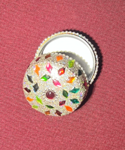 Aluminum box hand crafted covered with lacquer and embellished with multi  colored glass beads