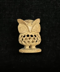 Hand carved wooden owl with baby owl in womb